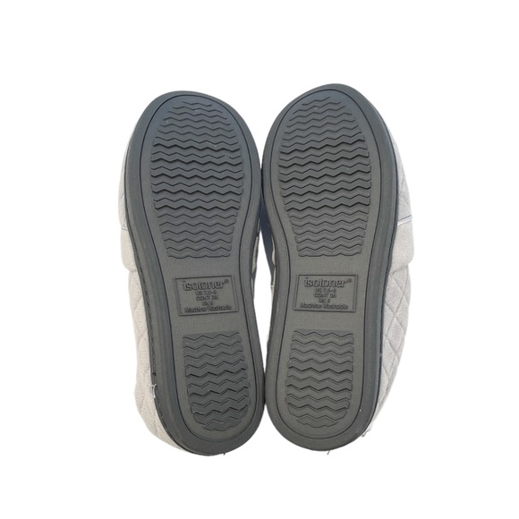 ISOTONER SIGNATURE Quilted Memory Foam Microterry Slip On Slippers - Grey - NEW - Picture 6 of 6